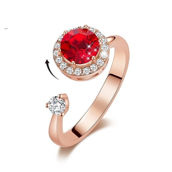 Women's Rotating Ring with Crystal Inlay Adjustable Copper Band for Her Fashion Jewelry European American Design