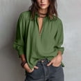 thumbnail image 4 of 2026 New!European Style Women's Shirt Collar Pullover Cotton Linen Zipper Loose Blouse, 4 of 6