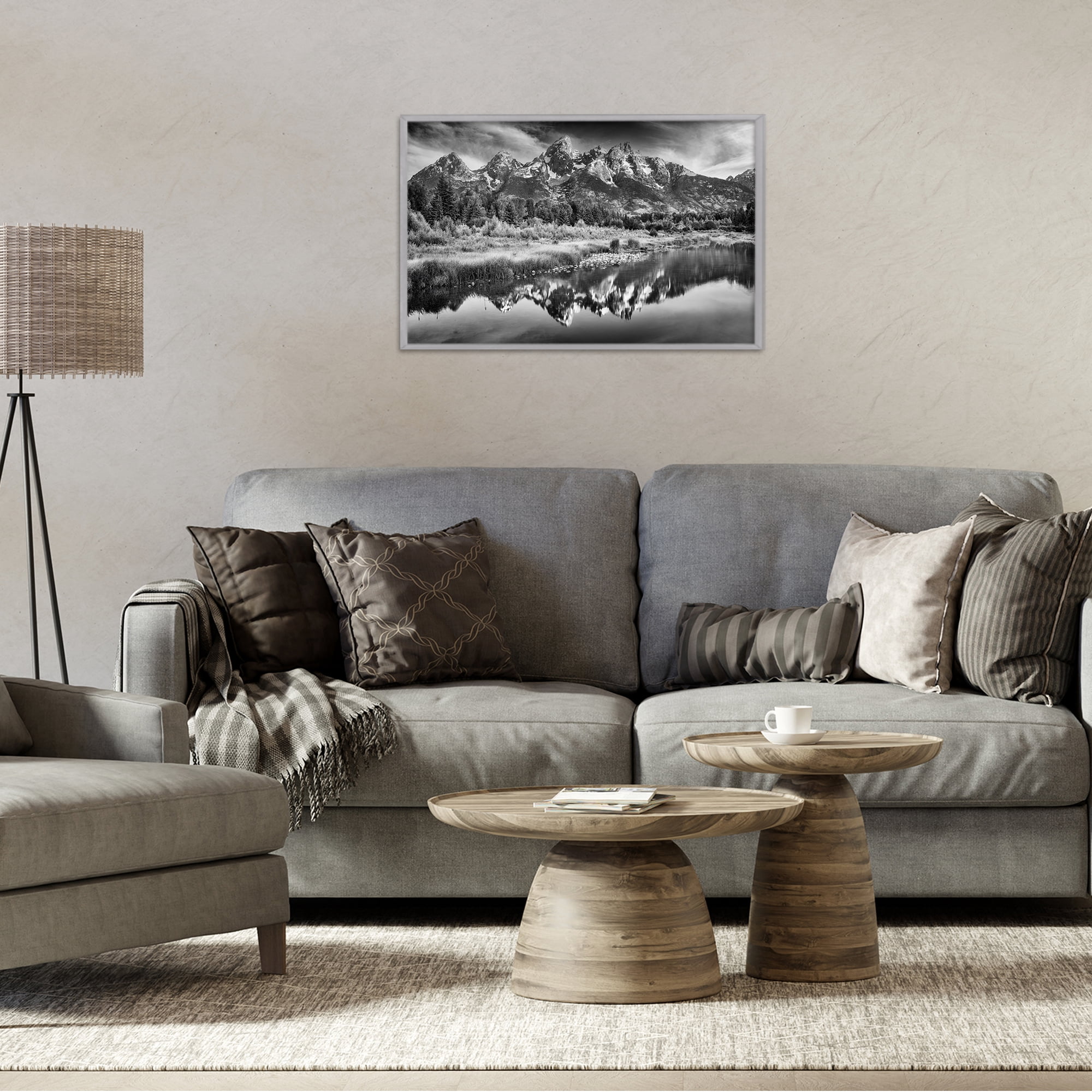 Stupell Industries Teton Mountain Reflections Gray Framed Giclee Art, design by Rick Berk