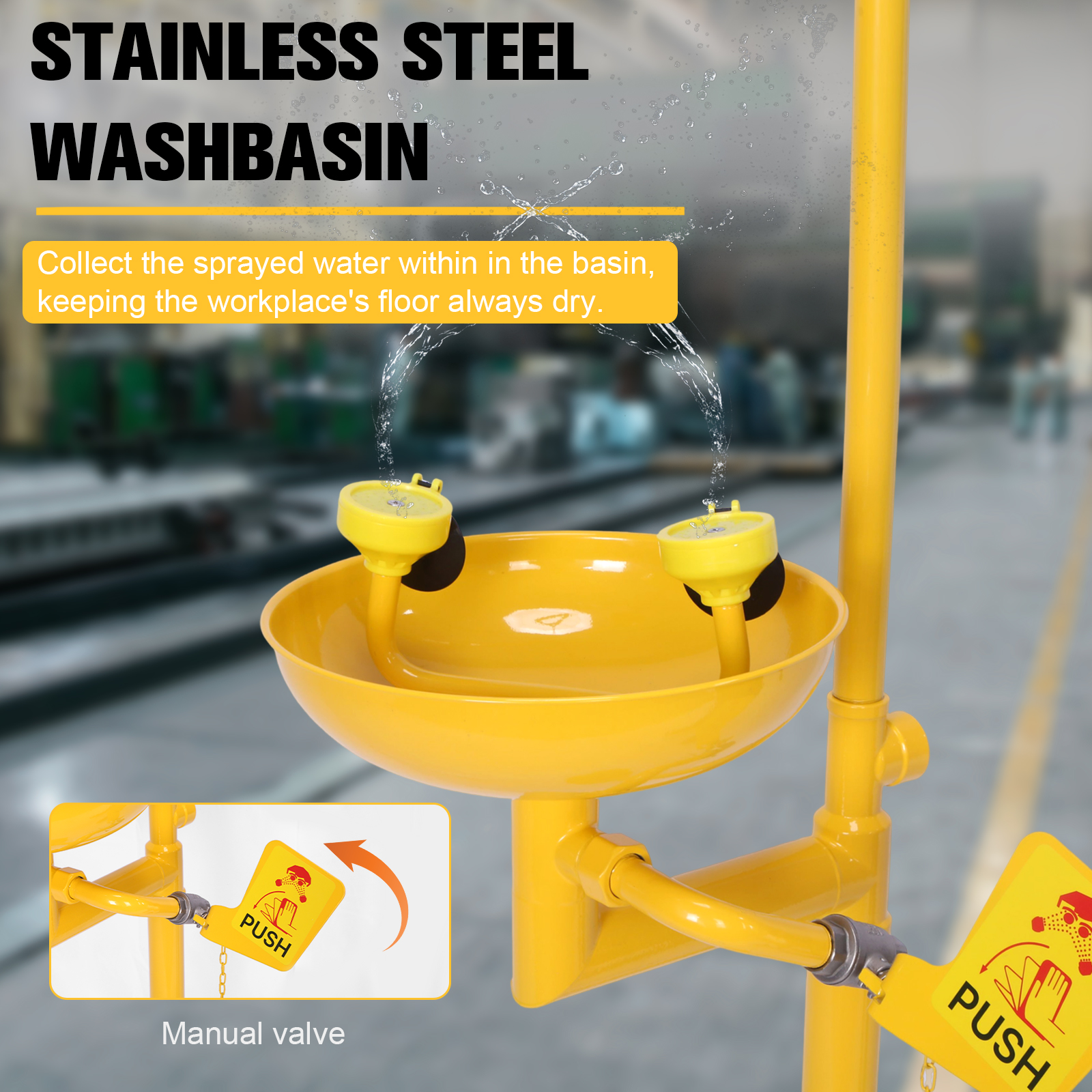 golytefs Emergency Eye Wash & Shower Equipment 304 Stainless Steel Eyewash And Shower Kit