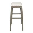 thumbnail image 3 of Scranton & Co 30" Padded Saddle Bar Stool Linen White Fabric Antique Gray 2-Pack, 3 of 4