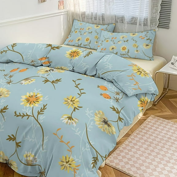 Spring Floral Patterns 3D Duvet Cover Set Quilt Cover Theme of for Bedroom Decoration