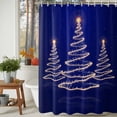 thumbnail image 3 of Shower Curtain 36"W x 78"L Winter Abstract Christmas Tree Blue Texture Fabric Shower Curtains Set with Hooks Water Repellent Bathroom Curtains Machine Washable Bathroom Accessories, 3 of 9