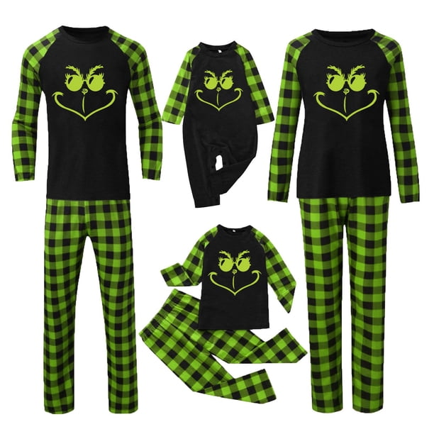 Pijamas navideños a juego Grinch - TKing Fashion 2024 Nuevos conjuntos de pijamas navideños familiares a juego Grinch, pijamas navideños navideños para parejas, adultos y niños, 12 Meses