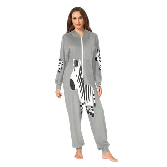 IAUYY Unisex Adult Onesie Pajamas Ultra-Soft Crystal-Soft Fabric, Halloween Adult Onesie Pajamas Adults,With a Zipper Plus Size Onesie Pajamas, Cute Zebra