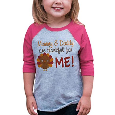

7 ate 9 Apparel Baby Girl s Thankful for Me Thanksgiving 3T Pink Raglan