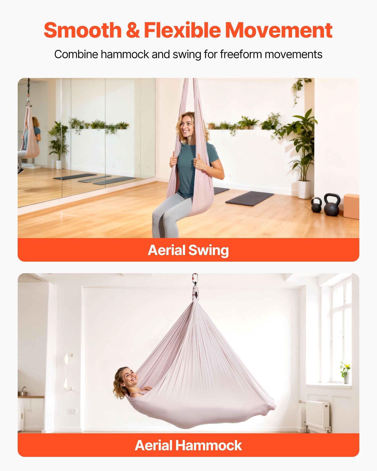 CAFORKP Aerial Yoga Hammock with 300 lbs Capacity - Double-Layer Nylon Silk & Portable Zipper Bag for Family Fun, Muscle Toning and Flexibility Training (Yoga Swing/Indoor Hammock Combo)