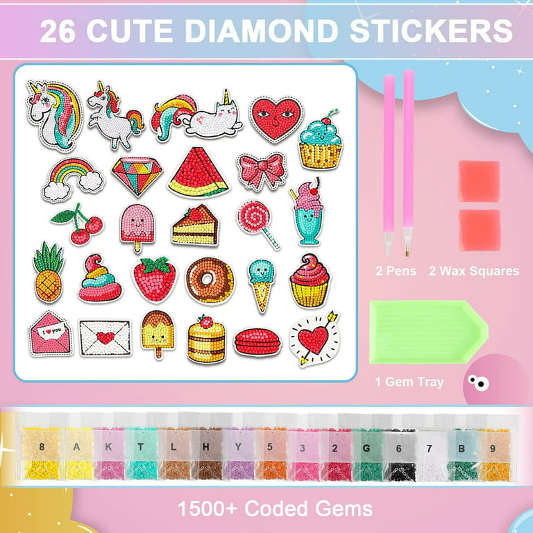 97BE 5D Diamond Painting Stickers Kits for Kids Beginners Gem