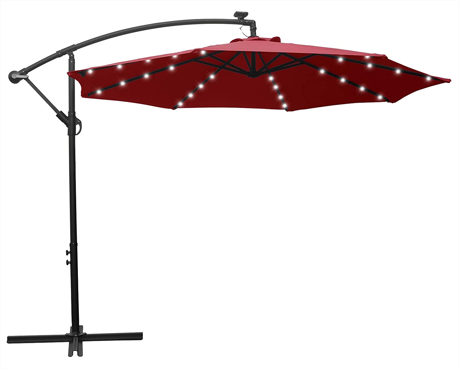 Outdoor Umbrella,10 Ft Patio Backyard Umbrella with Solar Lights, Heavy