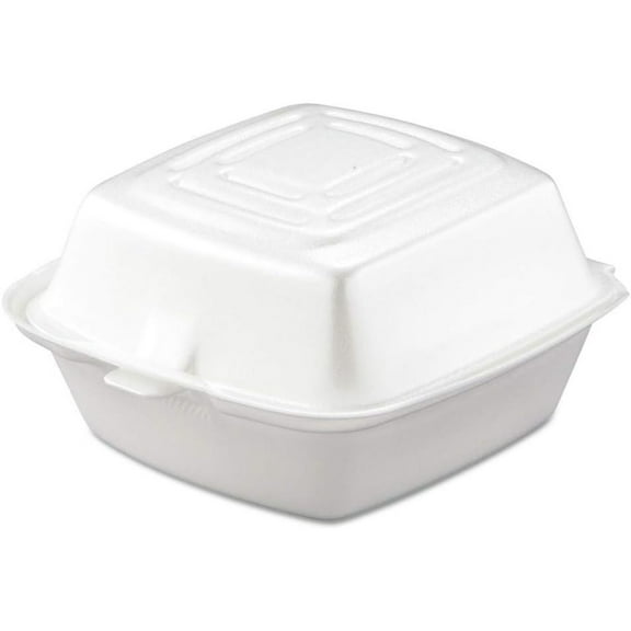 DART CONTAINER Dart Carryout Food Container, Foam, 1-Comp, 5 1/2 x 5 3/8 x 2 7/8, White (Case of 500), 1 Compartment