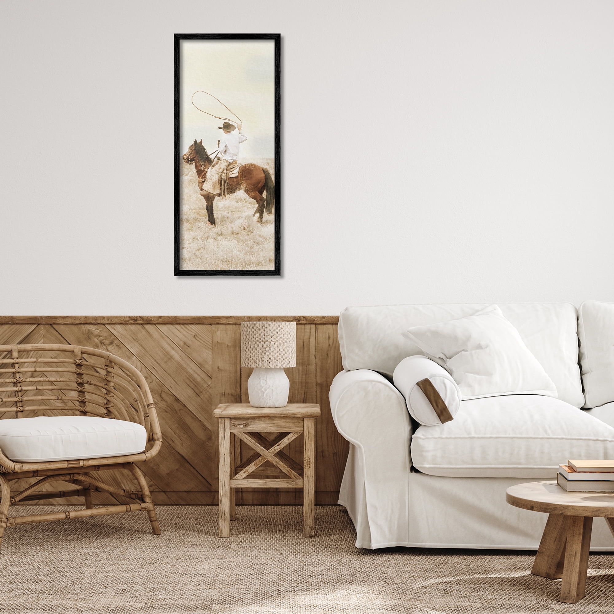 Stupell Industries Wrangling Cowboy Lasso Black Framed Giclee Art, design by Marcus Prime