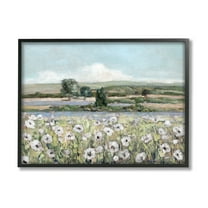 Stupell Industries Rural Flower Meadow Countryside Flowing Streams View Painting Black Framed Art Print Wall Art, Design by Sally Swatland