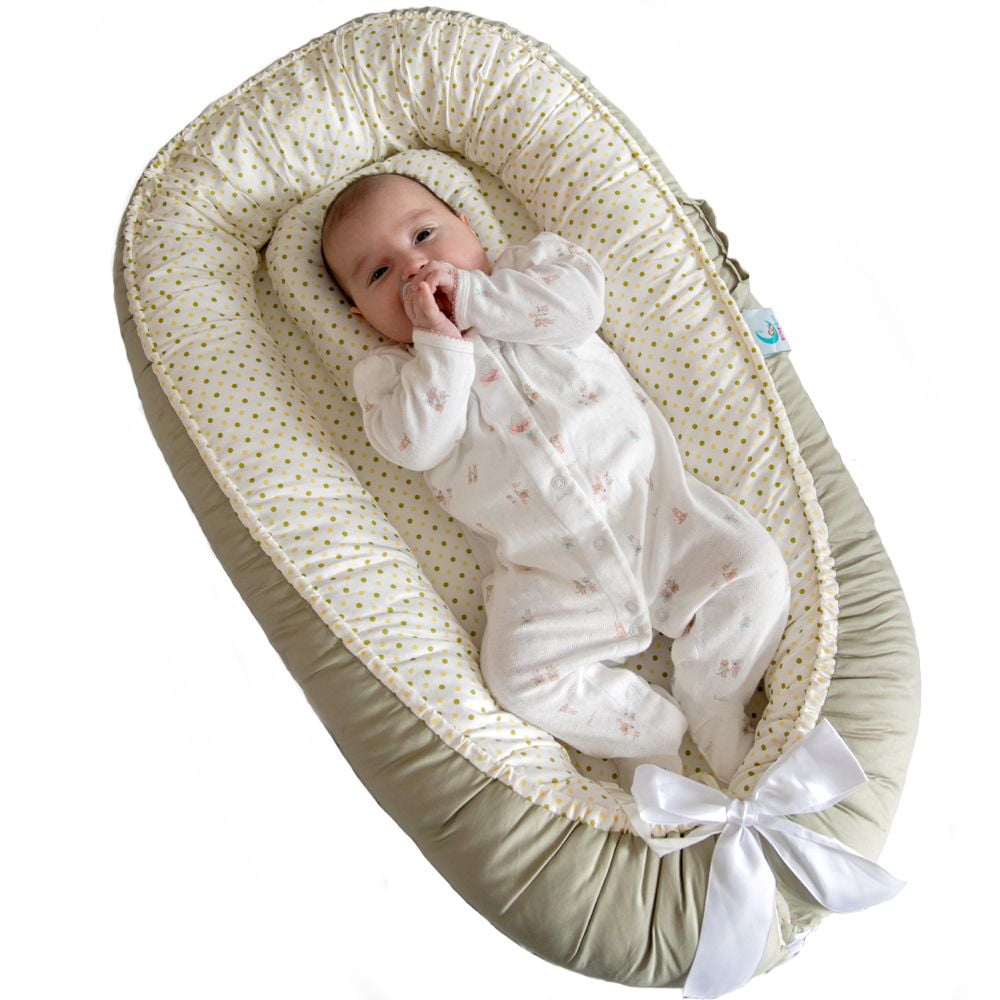 BATTILO HOME Baby Lounger Baby Nest for Bedroom Portable Infant Bassinet Nest for Co-Sleep Removable Cover Baby Bionic Bed 100% Cotton 