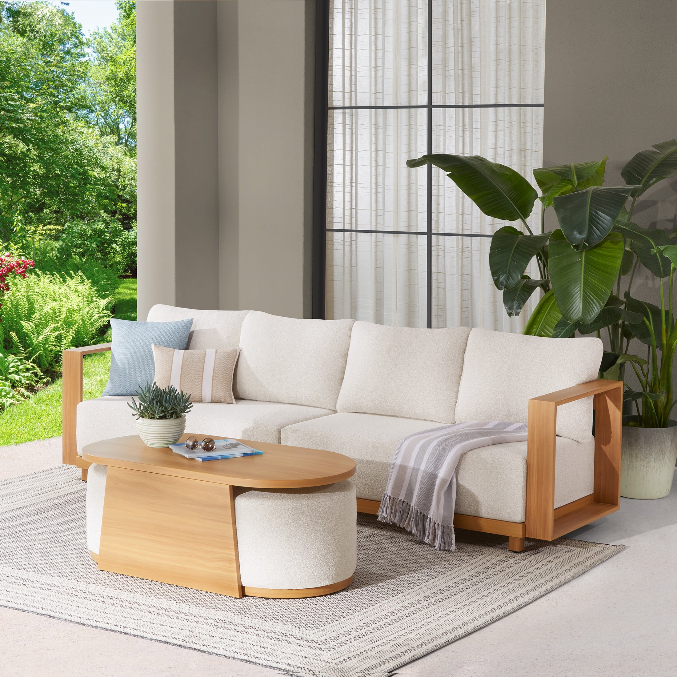 Better Homes & Gardens Juliet Outdoor Coffee Table and 2 Ottomans