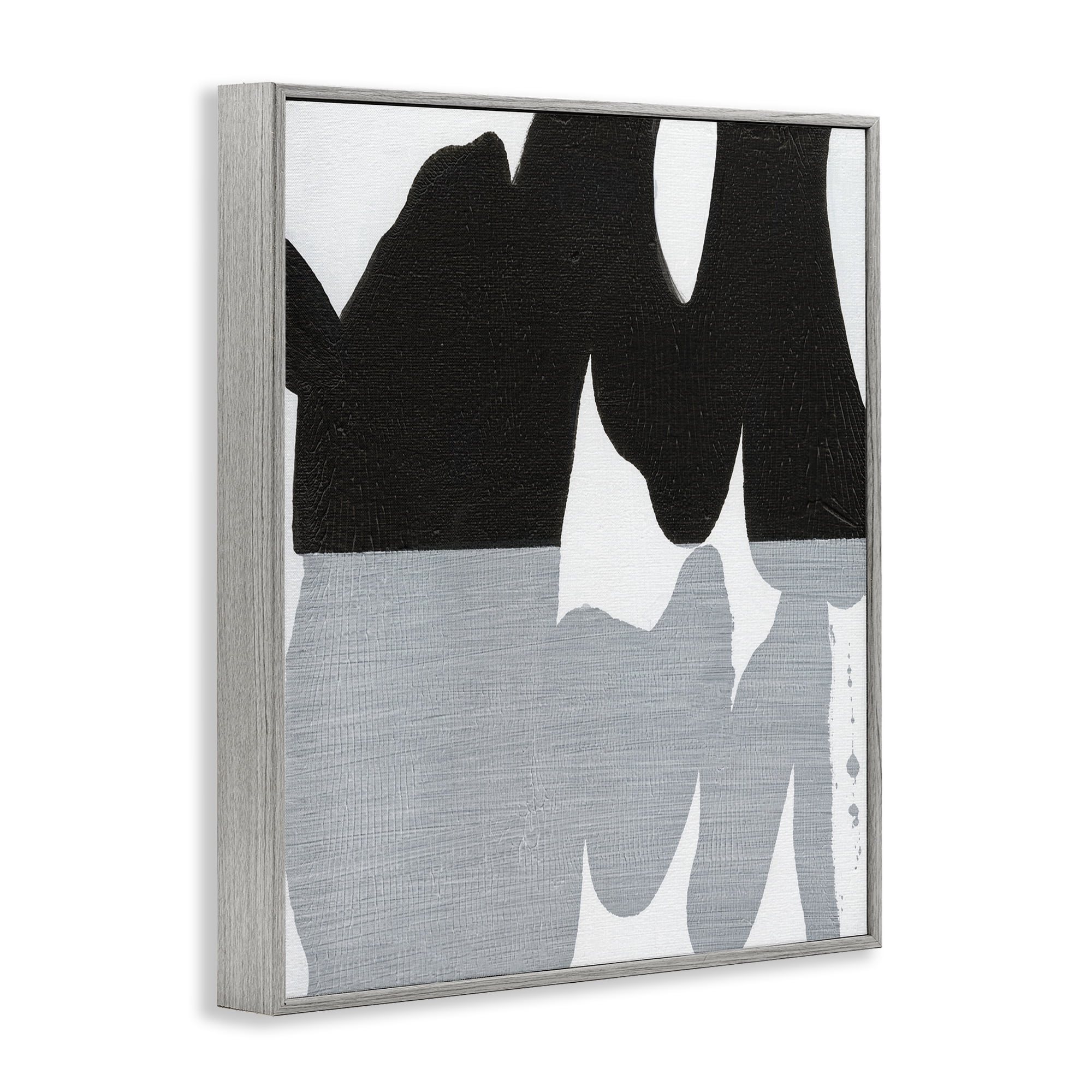 Stupell Industries Black Organic Form Abstract Painting Gray Framed Art Print Wall Art, 11 x 14