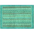 thumbnail image 1 of Ahgly Company Indoor Rectangle Oriental Turquoise Blue Modern Area Rugs, 6' x 9', 1 of 4