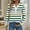 Green(New), variant on PNTUTB Fashionable Women's V-Neck Button-Up Colorful Striped Pullover Long Sleeve Casual Top