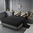 thumbnail image 3 of meiyoeat Black Gold Graffiti 7-Piece King Bedding For Kids,Modern Abstract Geometric King Bed in a Bag For Adults,Black Reversible, 3 of 7
