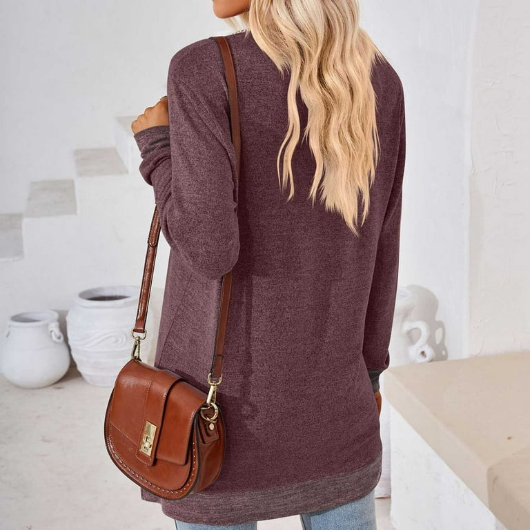 Casual Simplicity Solid Patchwork V Neck Tops(6 Colors) Casual Simplicity Solid Patchwork V Neck Tops(6 Colors)