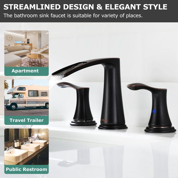 PARLOS Widespread 2-handle Waterfall Bathroom Faucet with Drain Assembly
