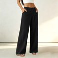 thumbnail image 4 of DHFJKG Wide Leg Pants For Women Corduroy Palazzo Workwear Elastic Waistband Long Pants Fall Clothes, 4 of 7
