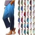 thumbnail image 2 of ShiShine Elastic Waist Pants for Women Casual Split Button Down Straight Leg Pant Comfy Trousers with Pocket, 2 of 6