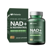 NAD+ Supplement with Resveratrol - 120 Capsules, 40% NAD+ Boost, Anti-Aging Cellular Energy & Repair