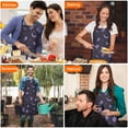 thumbnail image 6 of Purple Halloween Ghosts Skulls and Bats Apron-Garden Aprons for Women with Pockets-Cotton Linen Waterproof Kitchen Cooking Gardening Aprons Adjustable for Kitchen,Cooking,BBQ and Salon 33"x27", 6 of 7