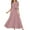 Pink, variant on Women Dress Round Neck Short Sleeve Beach Polka Dot Bandage Long Maxi Dress Tops on