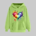 thumbnail image 2 of Goodeals Reduced,Hugs and Kisses Rainbow Love Hoodie for Women Valentines Fleece Sweatshirts Long Sleeve Loose Casual Sweatshirt with Pockets(Green,M), 2 of 5