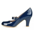 thumbnail image 2 of YDN Women Cute Round Toe Mary Janes Double Buckle Strap Mid Chunky Heels Comfortable Dressy Work Pumps Size 10.5 Navy, 2 of 4