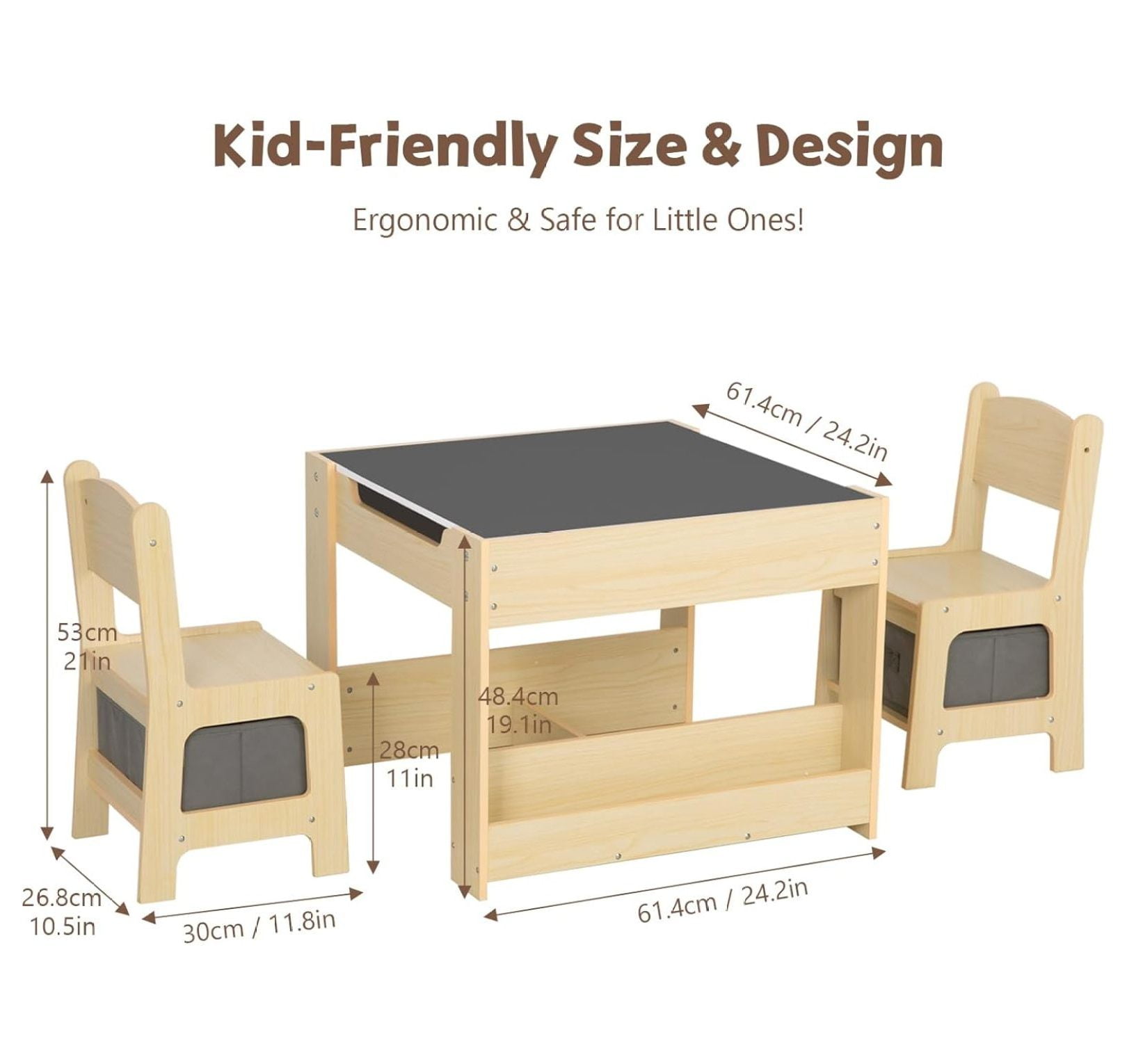 Kids Table and Chairs Ages 3-7, 4 in 1 Toddler Desk and Chair Set with Whiteboard, Blackboard, Storage Drawer and Book Rack. Toddler Activity Table for , and Playroom
