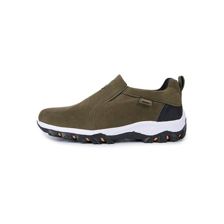 

Wazshop Men Running Shoe Slip On Flats Flat Hiking Shoes Slip-Resistant Breathable Loafers Mens Sneakers Round Toe Nonslip Green 6.5