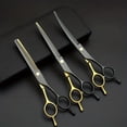 thumbnail image 4 of 5pcs Black Golden Pet Scissors Flat Tooth Curling Scissors Steel Comb Leather Bag Pet Grooming Tools, 4 of 7
