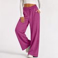 thumbnail image 4 of Kids Sweatpants Girls 4-18 Baggy Elastic Waist Wide Leg Girls Pants Open Bottom Lightweight Casual Sweat Trousers for Girls with Pockets, 4 of 6