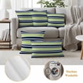 thumbnail image 3 of 2 Pack Outdoor Waterproof Throw Pillow Covers,Navy Blue Green Stripe Decorative Square Pillow Case Patio Pillowcases for Chair Couch Sofa 16x16in, 3 of 9