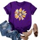 thumbnail image 4 of Ploknplq Plus Size Graphic Tees for Women,Shirts for Women,T Shirts for Women,Dandelion Graphic T Shirts Teen Cute Sunflower Print Tops,Graphic T-shirts,Beach Vacation Clothes for Women Purple 1 M, 4 of 4