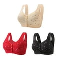 thumbnail image 2 of nerohusy Womens Front Closure Bras for Seniors,Comfortable Daisy Bra for Seniors,3-Pack Women's Daisy Bra Push Up Wireless Everyday Bras Plus Size 2024 Khaki,XXL, 2 of 6