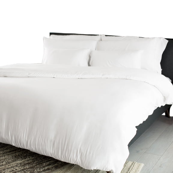 Cariloha Luxurious Sateen Duvet Cover White King 2 Pillow Shams Included