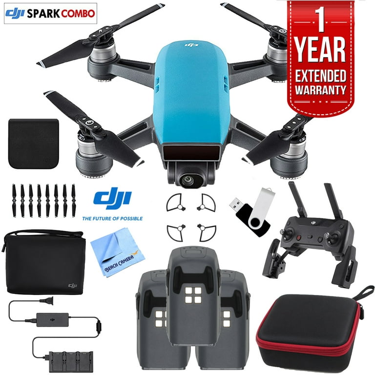 blåhval klaver tag et billede DJI SPARK Fly More Drone Combo (Sky Blue) Essentials Bundle With Three  Batteries, 16GB Flash Drive, Custom Hard Case, Cleaning Cloth And One Year  Warranty Extension - Walmart.com