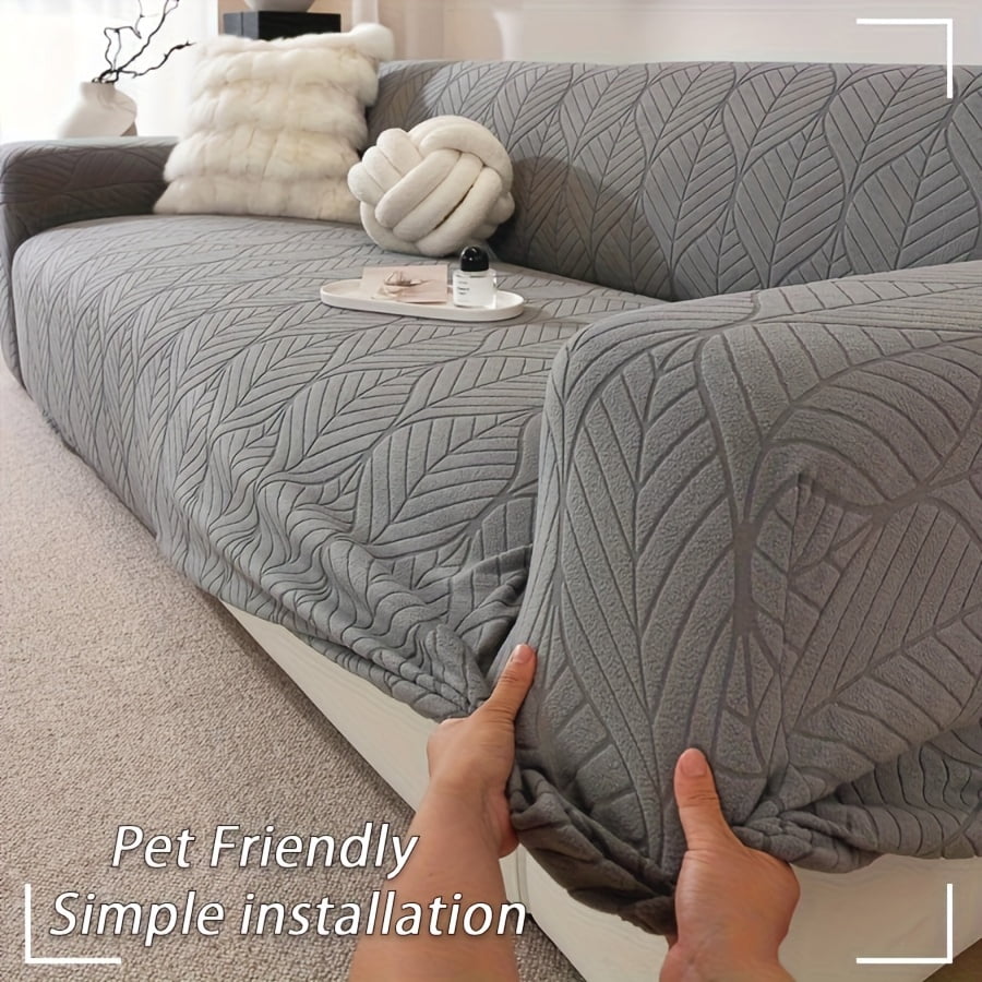 1pc New Jacquard Sofa Cover, Stretchable and Non-Deforming, Machine Washable, Suitable for All Seasons, Pet-Friendly, Ideal for Office, Living Room, Home Decor (Includes Bonus Pillowcase)