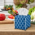 thumbnail image 4 of POLERO Tissue Box Cover PU Leather, Blue Geometric Waterproof Square Car Tissue Holder Storage for Bathroom Vanity, Countertops, Dressers, Night Stand, Parlors and Offices, 4 of 7
