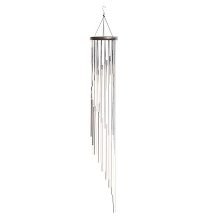 Linyer 18 Tubes Aluminum Wind Chime Fashion Outdoor Garden Patio Deep Tone Decoration Birthdays Windbell Accessory Backyard Silver