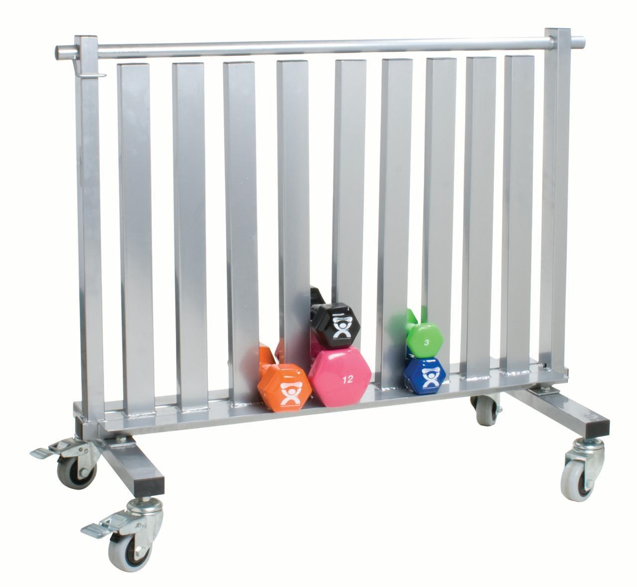 Studio Dumbbell Rack with Casters, 1100 Pound Capacity, Silver