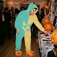 thumbnail image 4 of YNGKMEA Spooky Pumpkin Onesies Halloween Party Color Block Pajamas Long Sleeve Party Jumpsuit Hooded Spooky Horror Print Onesie Turquoise 2XL, 4 of 6