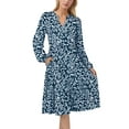 thumbnail image 4 of UVN Fall Dresses for Women Long Sleeve V Neck Midi Dress Casual Loose Flowy Swing Tiered Dress with Pockets, 4 of 9