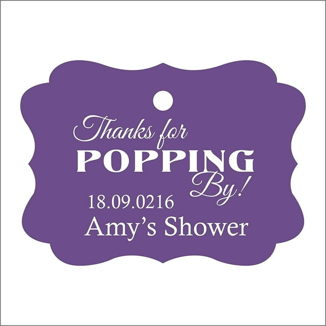 100 PCS Personalized Baby Shower Favors Tags Custom Quote Thank You For Popping By Baby Shower Gift Hang Tags