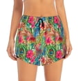 thumbnail image 3 of Honeii Peacock Feathers And Flowers print a double-layered women's running short, ideal for gym, tennis, and various activities, complete with a practical pocket-XX-Large, 3 of 5