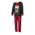 thumbnail image 4 of Christmas Family Pajamas Matching Set Santa Hat Elk Print Long Sleeve Tops and Red Plaid Pants Sleepwear, 4 of 10