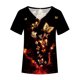 thumbnail image 4 of Blusa de camiseta informal con estampado de manga corta y cuello en V de verano para mujer a la moda Fridja  bn5809, 4 of 5